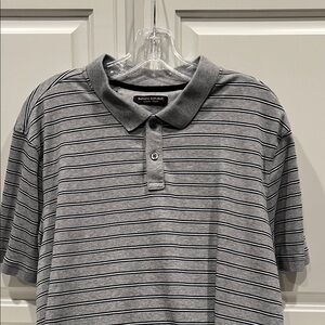 Banana Republic Men's Polo in Gray and Black Stripes